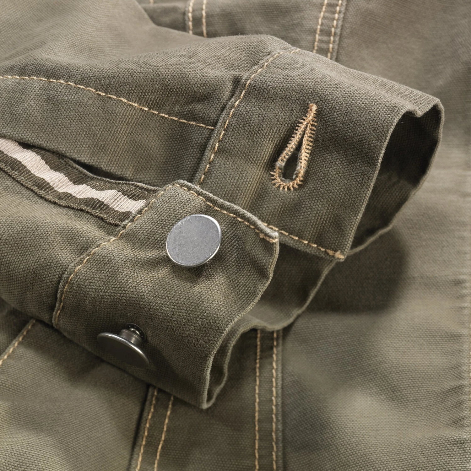 Dames Werkjas Katoen Canvas, Olive 3 Dames Werkjas Katoen Canvas, Olive - Afbeelding 3