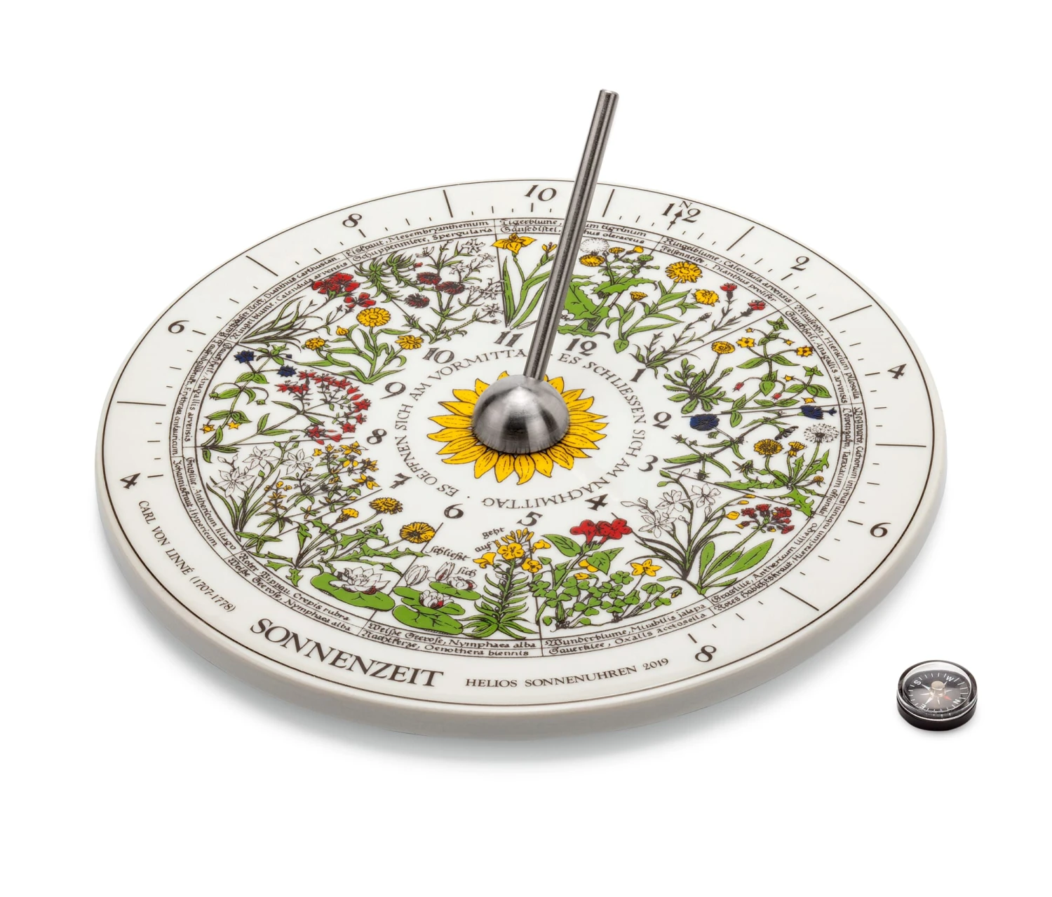 Helios Porseleinen Zonnewijzer Met Bloemenklok 1 Helios Porseleinen Zonnewijzer Met Bloemenklok