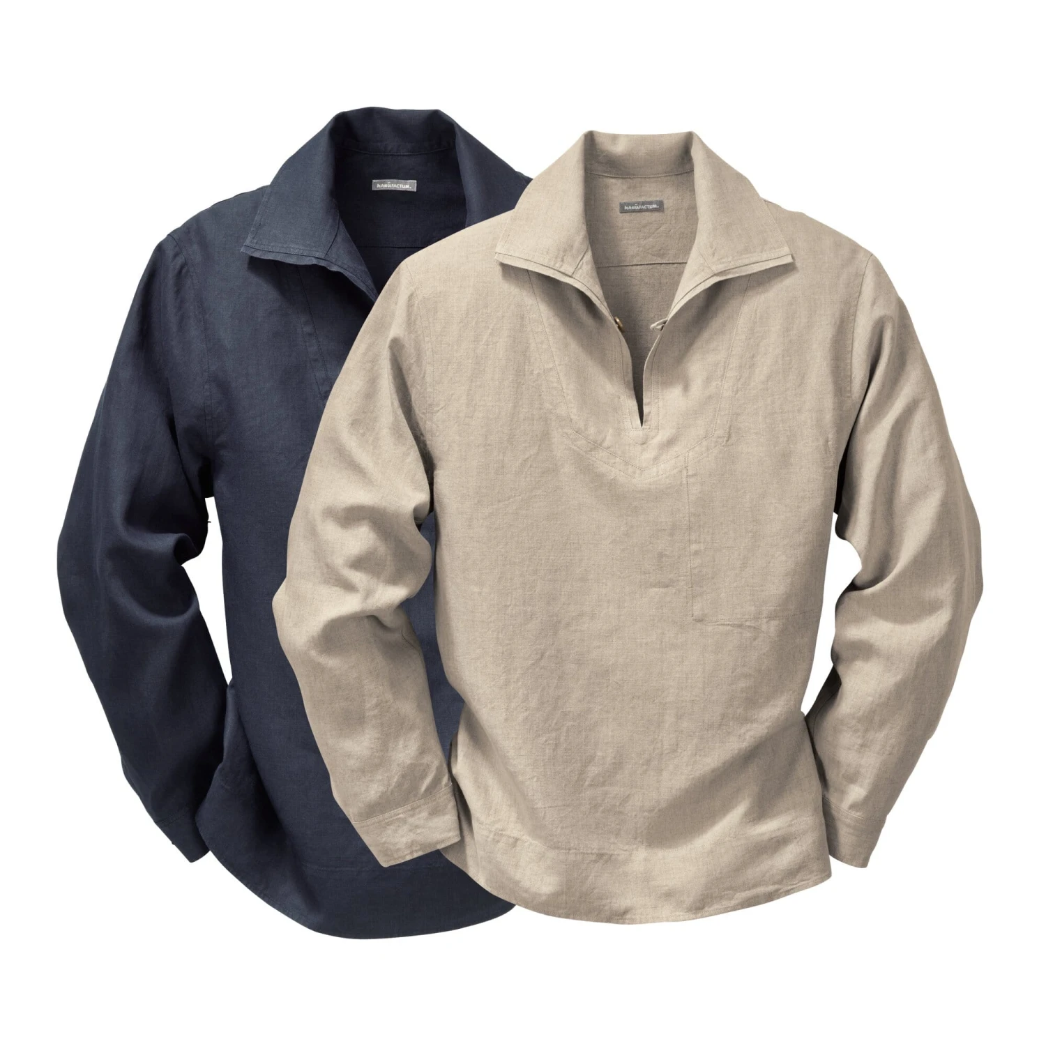 Vissershemd Linnen, Blauw 3 Vissershemd Linnen, Blauw - Afbeelding 3